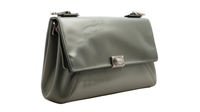 Gray woman clutch bag on transparent background