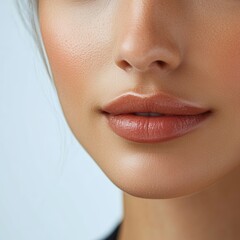Naklejka premium Close-Up of Glossy Lips with Radiant and Smooth Skin Texture 30