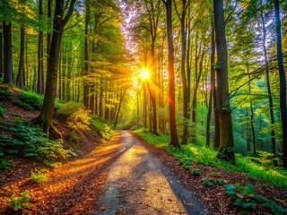 Obraz premium Serene Nature Path: 8K HD Stock Photo of a Tranquil Forest Trail