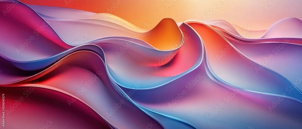 Wall mural abstract colorful waves background with smooth gradient and dynamic flow, modern art design