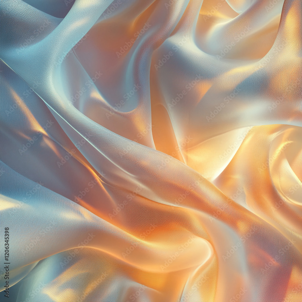 Aufkleber Softly shimmering silk fabric in warm hues creates a calming and elegant texture for artistic compositions