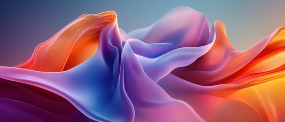 Obraz premium Abstract flowing colorful waves with smooth gradient, dynamic fluid shapes in orange, purple, and blue Modern background for design projects