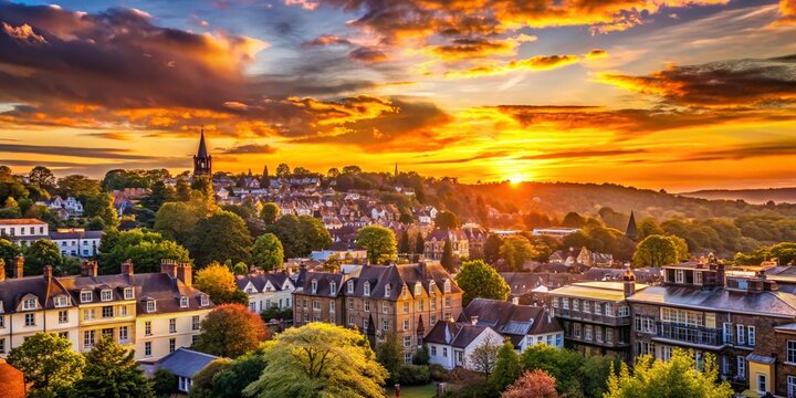 Silhouette of Tunbridge Wells at Sunset, Kent, England