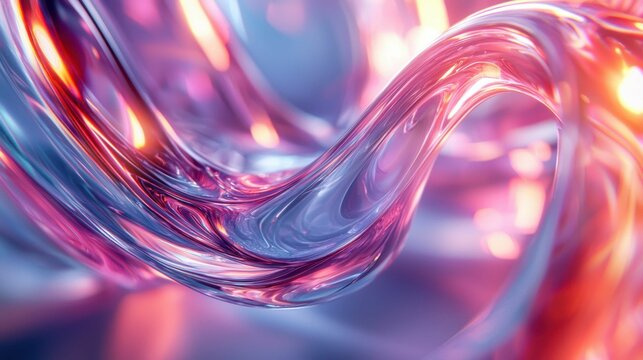 A vibrant and dynamic abstract image showcasing flowing, translucent shapes in vivid colors. The design captures a modern artistic style with layered textures.