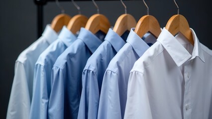 a large number of handkerchiefs on hangers after dry cleaning or washing and ironing