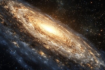 Fototapeta premium A stunning spiral galaxy illuminated by bright stars and cosmic dust.