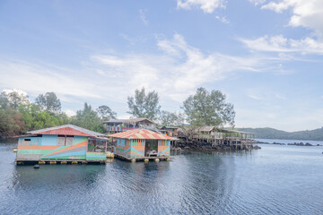 Vibrant Waterfront Houses on a Tropical Island