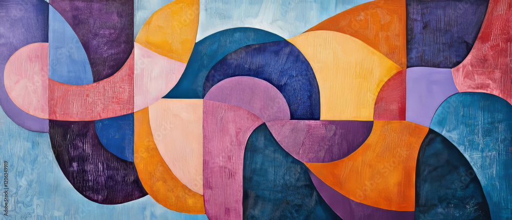 Poster interlocking shapes create dynamic textures and visual intrigue in modern art