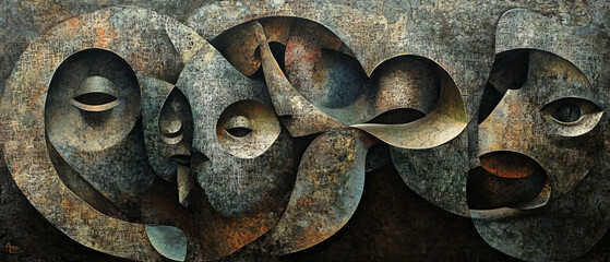 Interlocking shapes and ambiguous figures create a striking visual illusion in unique texture