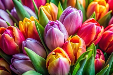 Spring Beauty: Vibrant Close-up Portrait of Fresh Tulips