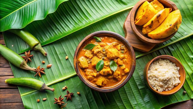 Spicy Vegan Puli Inji: Kerala's Onam Festival Ginger Curry on Green Banana Leaf