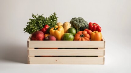 Vibrant Vegetable Harvest in Wooden Crate