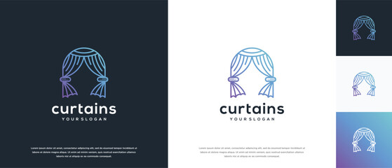 Curtain logo design. Luxury curtain logo design vector icon.