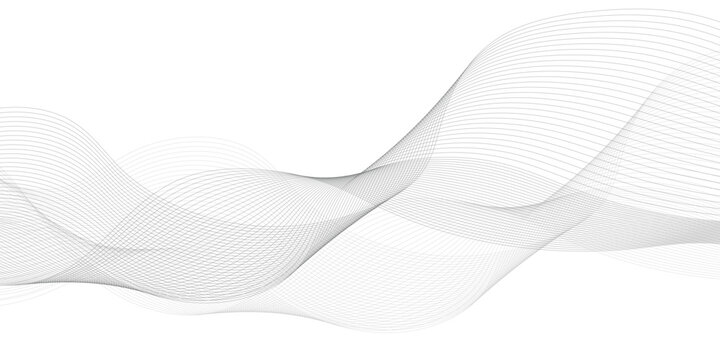 Abstract grey, white smooth element swoosh speed wave modern stream transparent background. Abstract wave line for banner, template, wallpaper background with wave design. Vector illustration	
