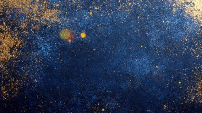 Gold and navy glow abstract particles with bokeh video footage copy space advertisement.