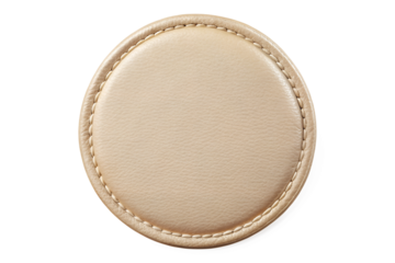 Vintage Leather Label with Gold and Silver mixed color round shape isolated on white