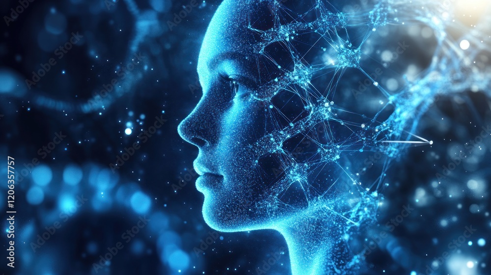 Aufkleber digital neural network human face abstract design