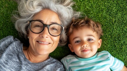 Joyful moments shared between grandmother and grandson on a sunny day