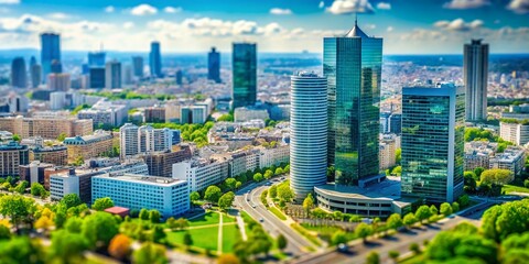 Fototapeta premium Tilt-Shift Photography of Coupole Tower, La Défense, Paris Business District, France