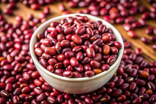 Top View Adzuki Beans in White Bowl: Miniature Tilt-Shift Photography