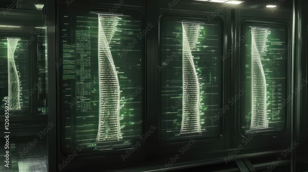 Poster Futuristic Data Displays Showing Building Schematics