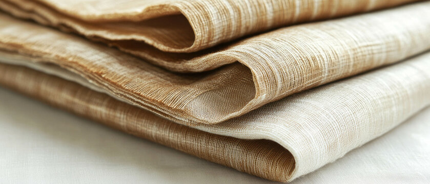 Muga silk fabric showcasing golden sheen and natural texture qualities in a smooth arrangement