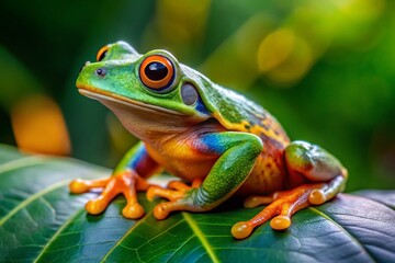Vibrant Green Hyla Tree Frog with High Depth of Field