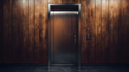 Obraz premium Industrial elevator with sleek metallic design and subtle lighting.