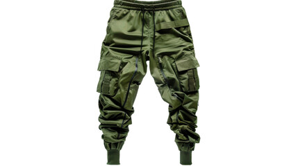 Green Jogging pants cargo style on transparent background
