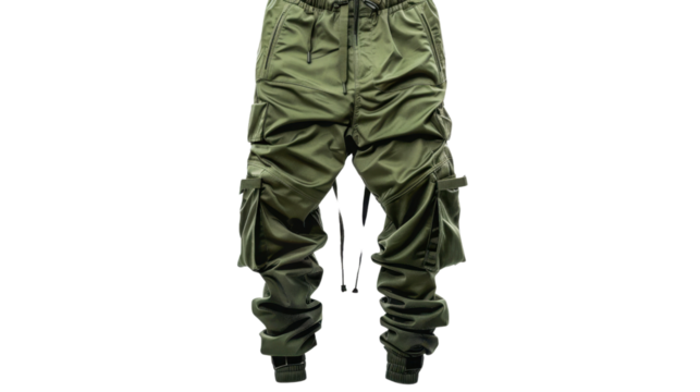 Green Jogging pants cargo style on transparent background