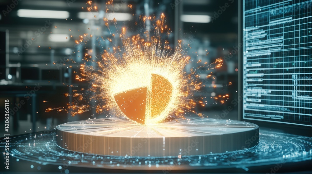 Poster Glowing Pie Chart Data Visualization Explodes
