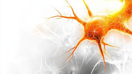 Multiple Sclerosis Awareness Close-up of a glowing neuron structure.