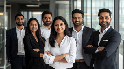 Obraz premium Diverse Indian Professionals in Modern Office Setting