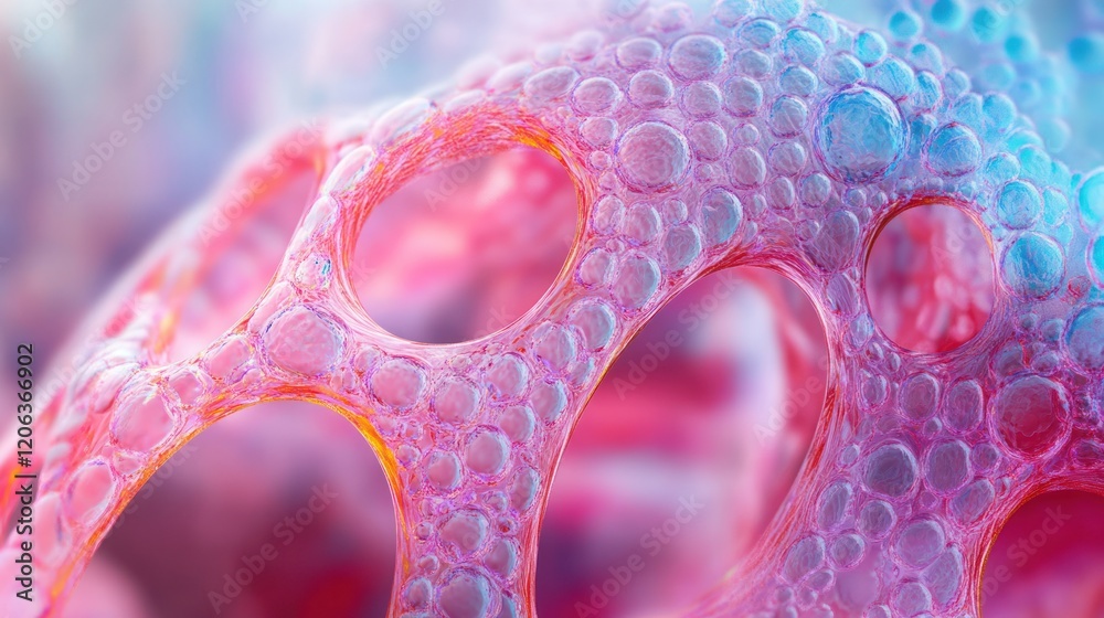 Poster abstract pink and blue bubble structure image