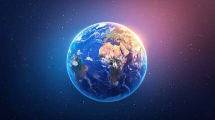 Fototapeta premium Stunning view of our planet from space, showcasing vibrant continents and deep oceans that invite exploration.
