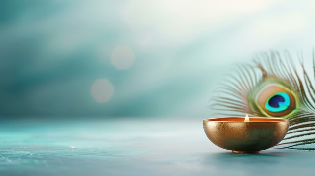 Illuminate your Thaipusam celebration with a Silver deepam oil lamp, adorned with vibrant peacock feathers for a festive touch.
