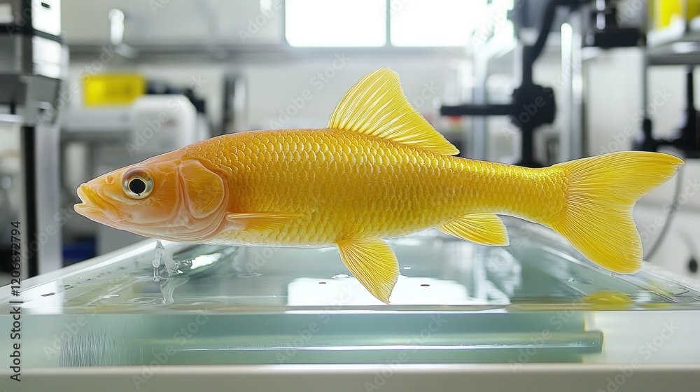 Poster golden fish model in laboratory setting