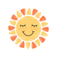 Happy Yellow Cartoon Sun for Kids