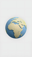 Naklejka premium 3D Low Poly Earth - Europe and Africa - Beautiful Illustration Over a Plain White Background, simple style