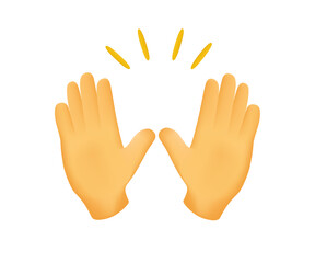 Hands emojis, blessing or high five, hand clap, gestures, stickers, emoticons 3D illustration symbol. Hands gesture emoji in cartoon modern 3D vector icon. Web UI graphic isolated