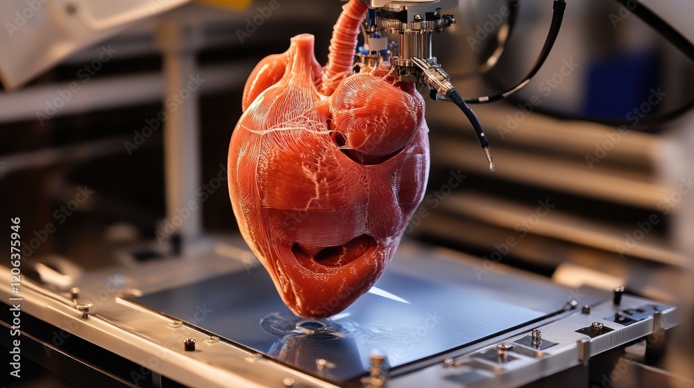 Poster 3d printer creating anatomical heart model