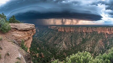 Dramatic Storm Clouds Over Canyon Landscape