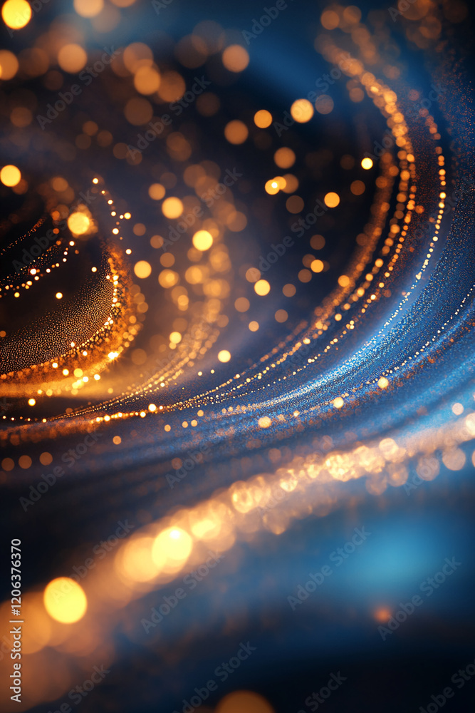 Aufkleber Swirling patterns of gold and blue light create a mesmerizing visual effect in an abstract composition