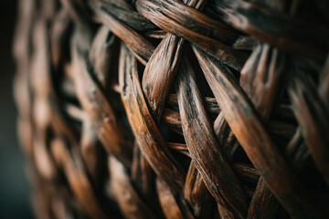 closeup of brown woven rattan texture background