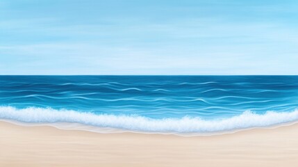 Obraz premium Serene Ocean View with Gentle Waves and Soft Sand Under Bright Blue Sky Perfect for Relaxation and Inspiration