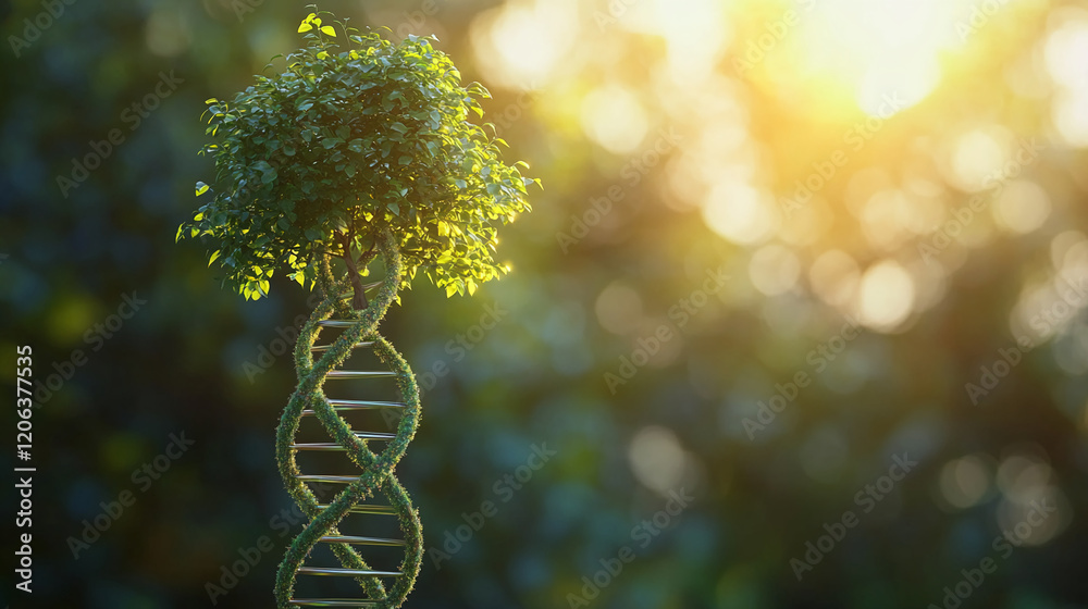 Poster nature and science intertwine in a vibrant dna structure illuminated by sunlight
