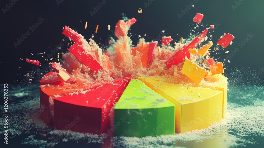 Poster Exploding Colorful Pie Chart Data Visualization