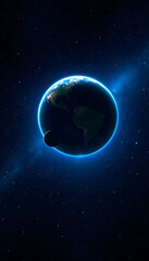 Fototapeta premium blue planet in space, magazine photoshoot, with white tones