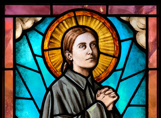 Saint Gemma Galgani. A stained-glass window in the Oasis of Peace community chapel in Medjugorje, BiH.