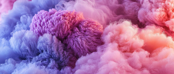 Fluffy yarn pom-poms in various colors create a vibrant, textured display